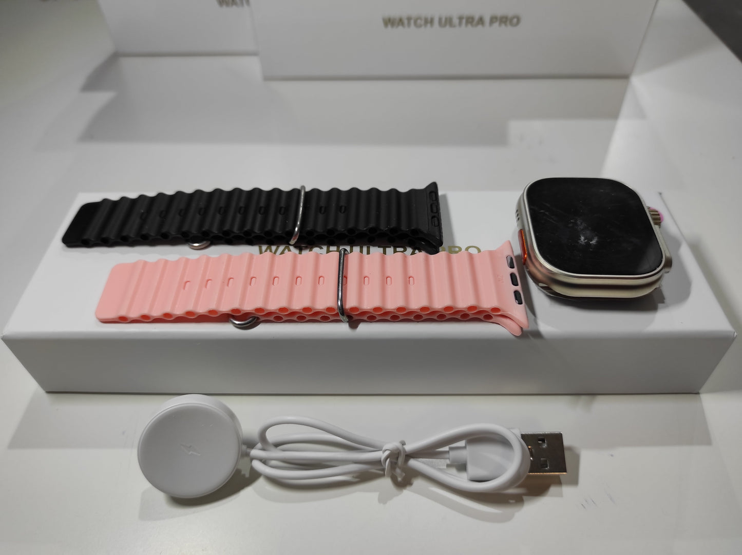 Smartwatch Ultra Pro con 2 correas ( negro + rosa )